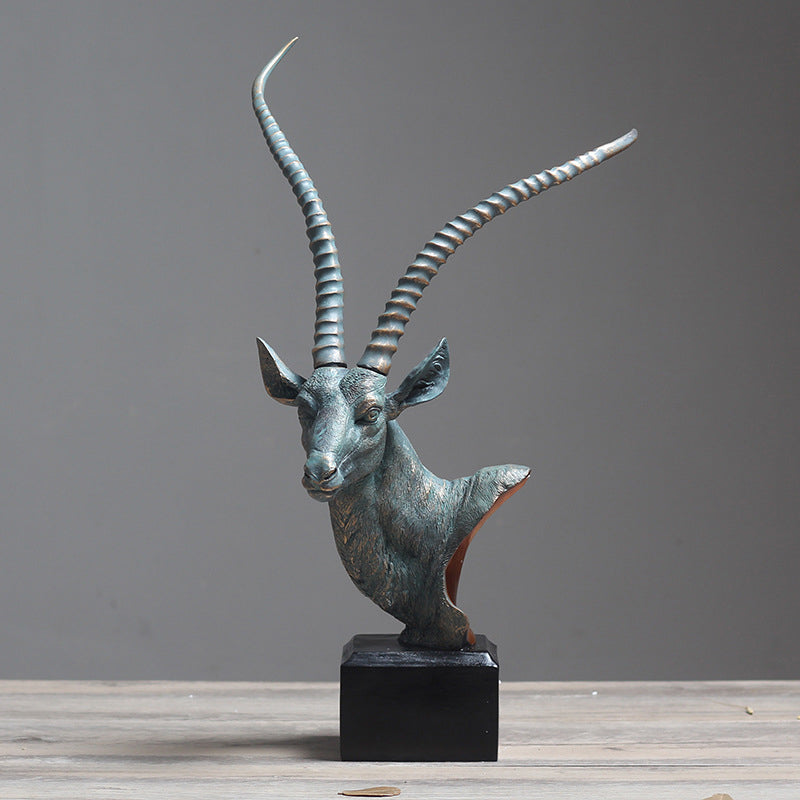 Antelope Head, Wild Animal Statue Craft for Luxury Home Decoration